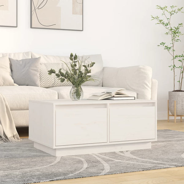 Couchtisch Weiß Kiefer Massivholz 80x50 cm