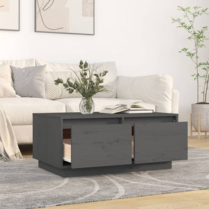 Grauer Couchtisch 80x50cm Kiefer Massivholz