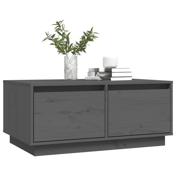 Grauer Couchtisch 80x50cm Kiefer Massivholz