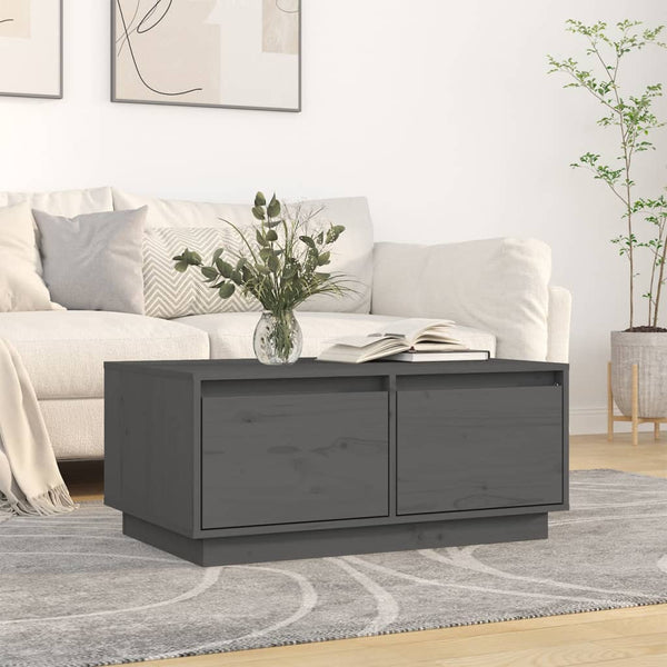Grauer Couchtisch 80x50cm Kiefer Massivholz