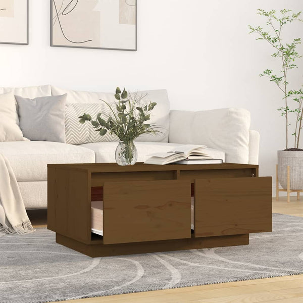 Couchtisch Honigbraun Kiefer Massivholz 80x50 cm