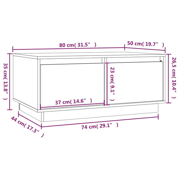 Couchtisch Honigbraun Kiefer Massivholz 80x50 cm