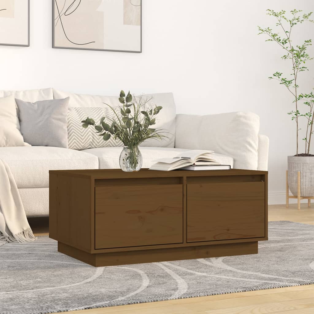 Couchtisch Honigbraun Kiefer Massivholz 80x50 cm