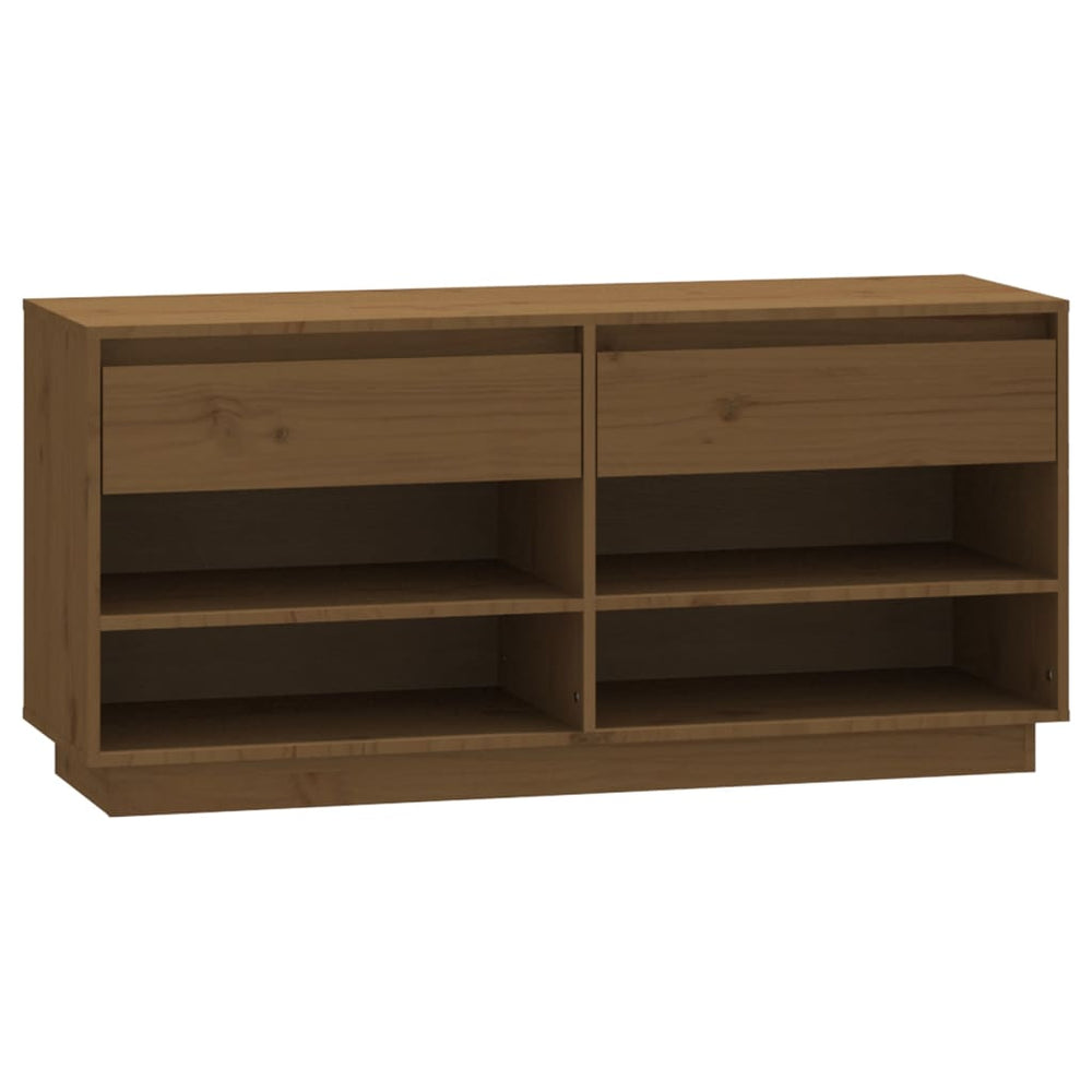 Schuhregal Honigbraun Massivholz Kiefer 110cm