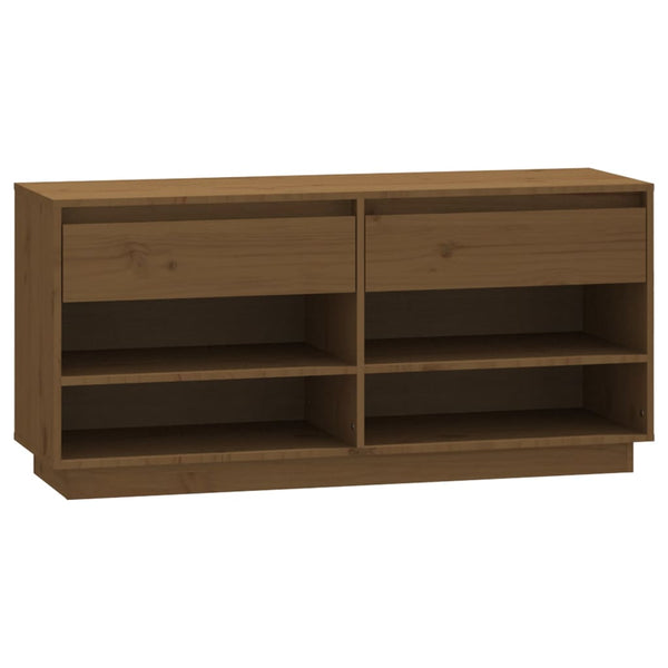 Schuhregal Honigbraun Massivholz Kiefer 110cm
