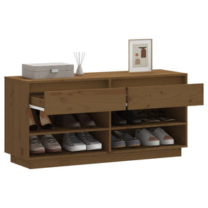 Schuhregal Honigbraun Massivholz Kiefer 110cm