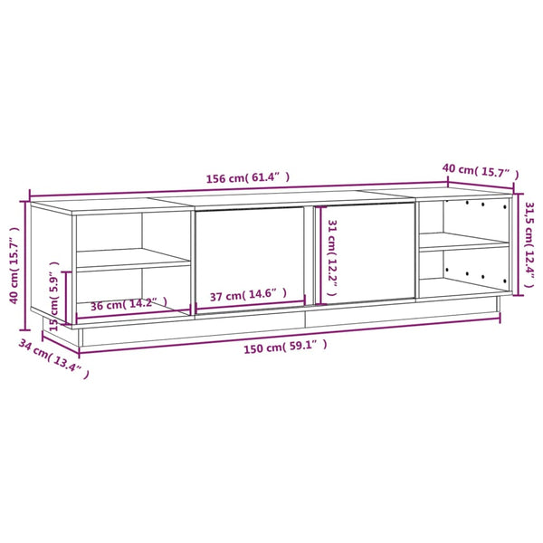 TV-Schrank Kiefer Massivholz 156 cm