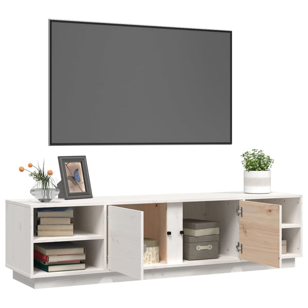 Weißer TV-Schrank 156 cm Kiefer Massivholz