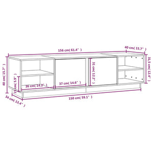 Weißer TV-Schrank 156 cm Kiefer Massivholz