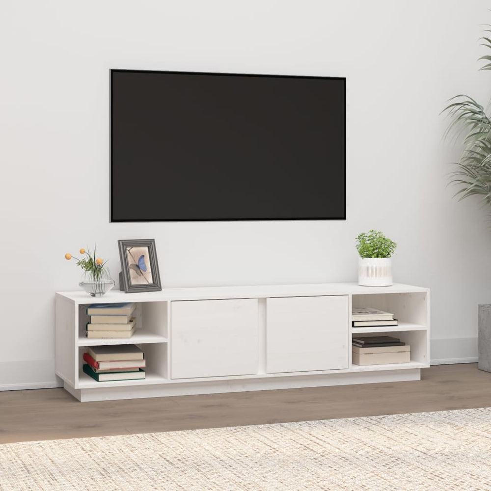 Weißer TV-Schrank 156 cm Kiefer Massivholz