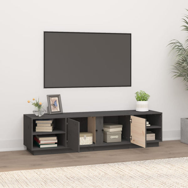 Grauer TV-Schrank 156 cm Kiefer Massivholz