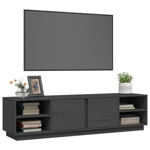 Grauer TV-Schrank 156 cm Kiefer Massivholz