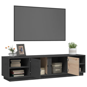 Grauer TV-Schrank 156 cm Kiefer Massivholz