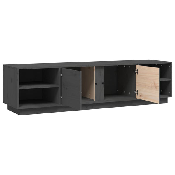Grauer TV-Schrank 156 cm Kiefer Massivholz