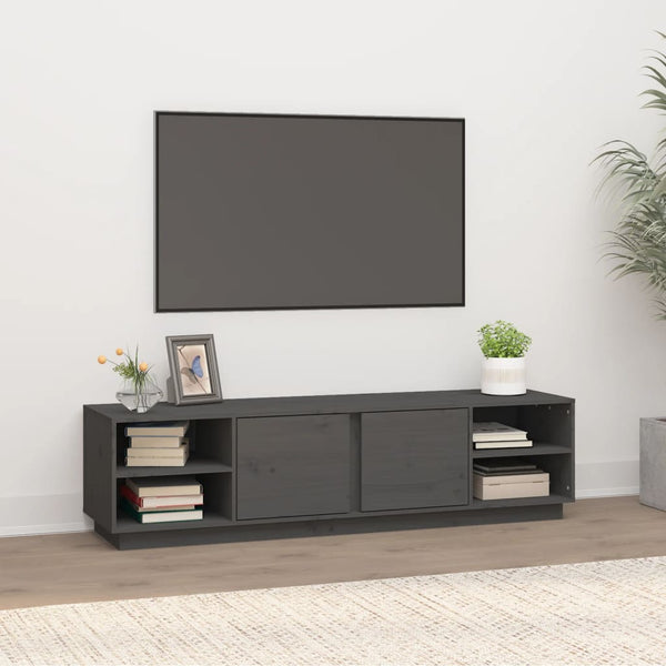 Grauer TV-Schrank 156 cm Kiefer Massivholz