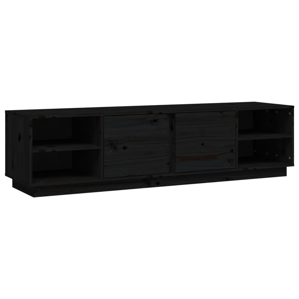 Schwarzer TV-Schrank Kiefer Massivholz 156cm