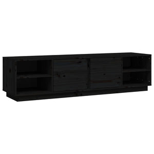 Schwarzer TV-Schrank Kiefer Massivholz 156cm