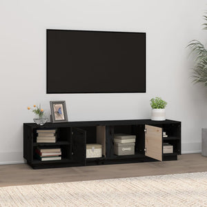 Schwarzer TV-Schrank Kiefer Massivholz 156cm