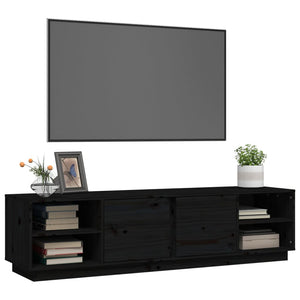 Schwarzer TV-Schrank Kiefer Massivholz 156cm
