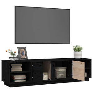 Schwarzer TV-Schrank Kiefer Massivholz 156cm