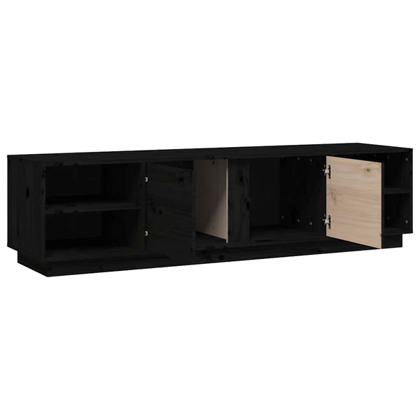 Schwarzer TV-Schrank Kiefer Massivholz 156cm