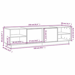 Schwarzer TV-Schrank Kiefer Massivholz 156cm