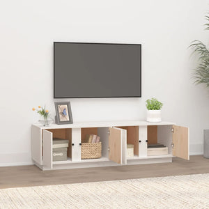 Weißer TV-Schrank Kiefer Massivholz 140 cm