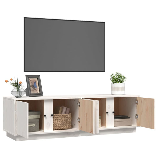Weißer TV-Schrank Kiefer Massivholz 140 cm