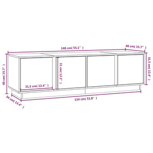 Weißer TV-Schrank Kiefer Massivholz 140 cm