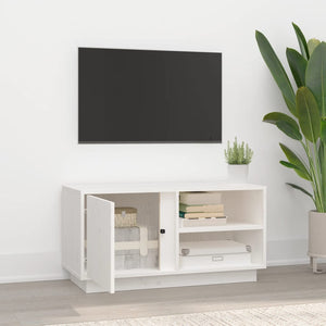 Weißer TV-Schrank Kiefer Massivholz 80 cm