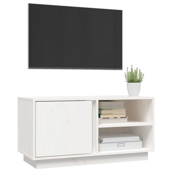 Weißer TV-Schrank Kiefer Massivholz 80 cm