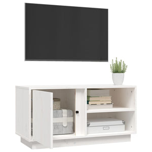 Weißer TV-Schrank Kiefer Massivholz 80 cm
