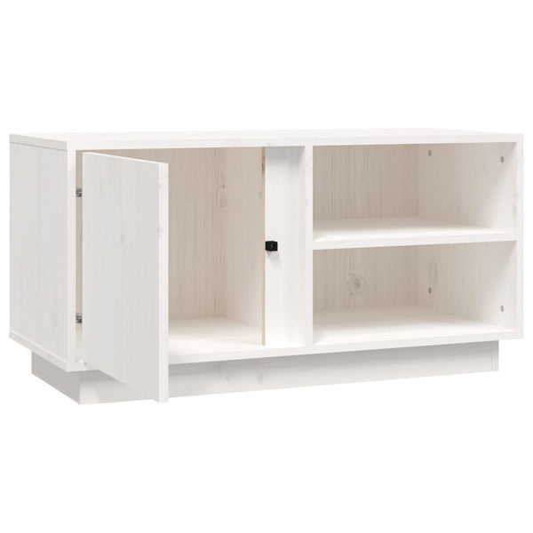 Weißer TV-Schrank Kiefer Massivholz 80 cm