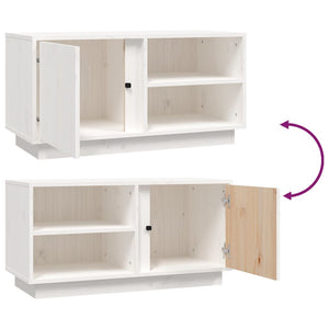 Weißer TV-Schrank Kiefer Massivholz 80 cm