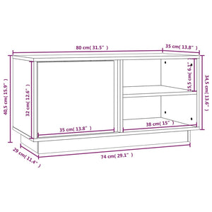 Weißer TV-Schrank Kiefer Massivholz 80 cm
