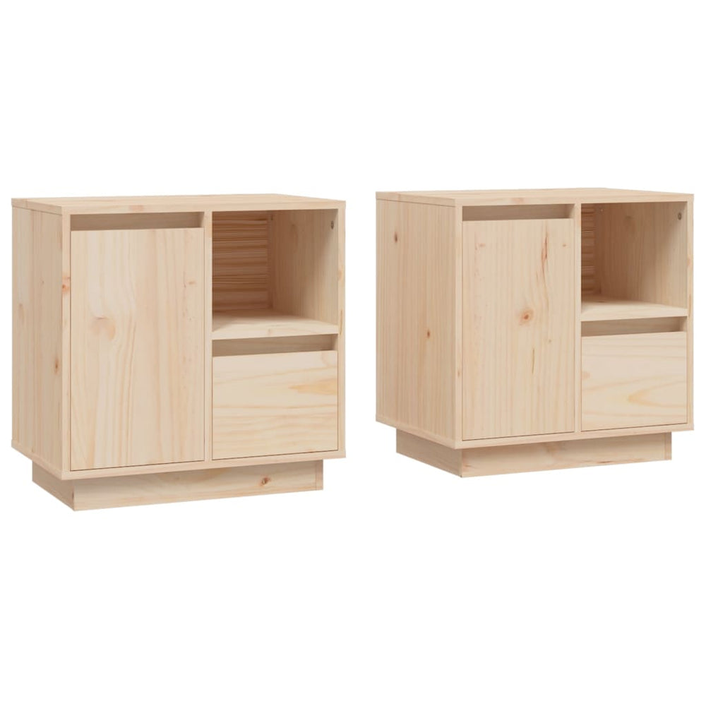 Nachttische 2er Set Kiefer Massivholz 50x34x50 cm