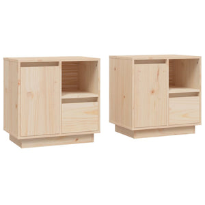 Nachttische 2er Set Kiefer Massivholz 50x34x50 cm