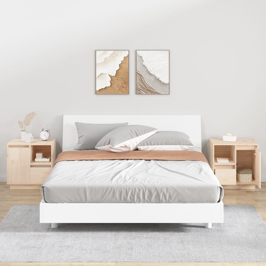 Nachttische 2er Set Kiefer Massivholz 50x34x50 cm