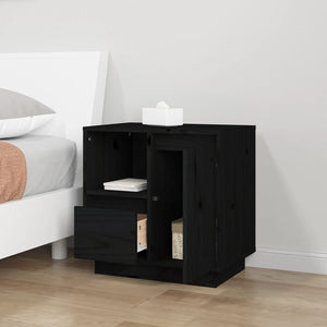 Nachttische 2er Set Schwarz Kiefer Massivholz