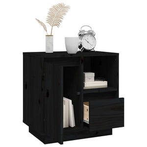 Nachttische 2er Set Schwarz Kiefer Massivholz