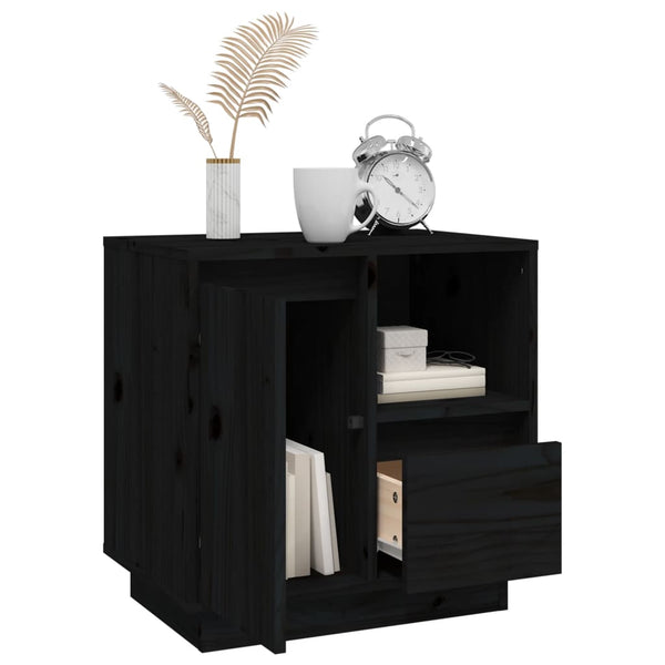 Nachttische 2er Set Schwarz Kiefer Massivholz