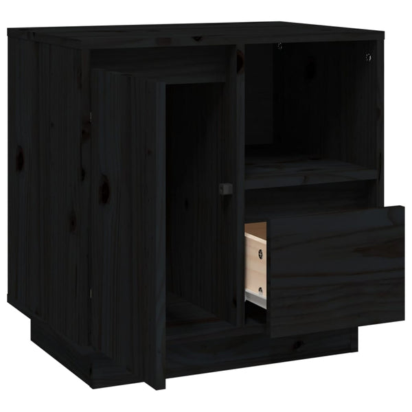 Nachttische 2er Set Schwarz Kiefer Massivholz
