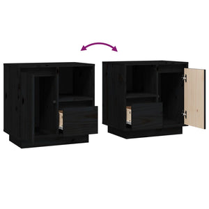 Nachttische 2er Set Schwarz Kiefer Massivholz