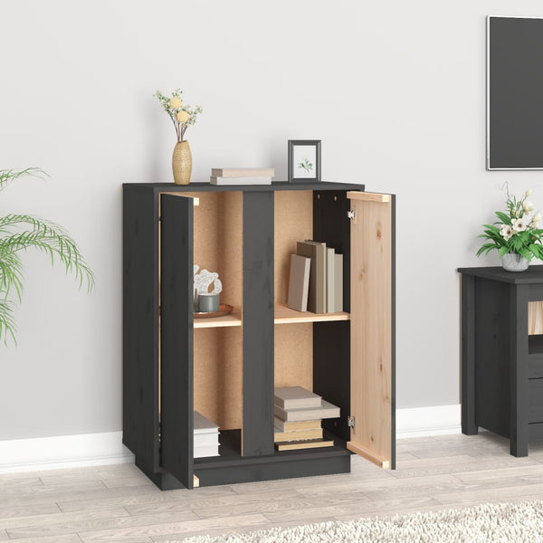 Graues Kiefer Massivholz Sideboard 60x80cm