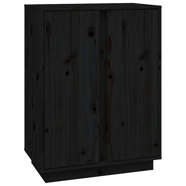 Schwarzes Kiefer Massivholz Sideboard 60 cm