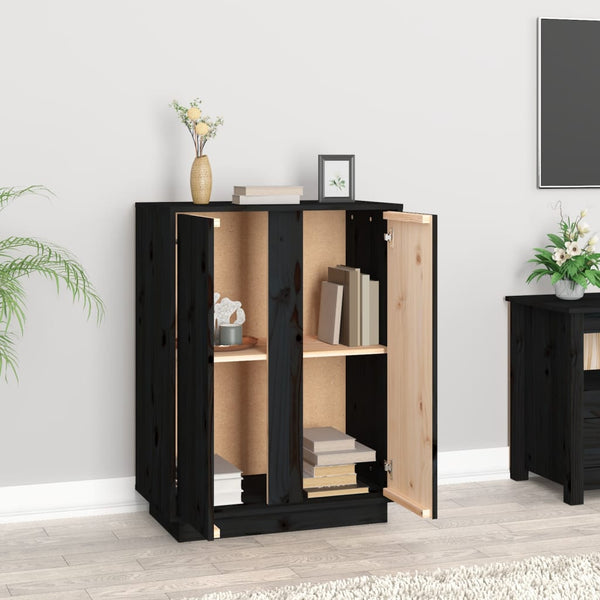 Schwarzes Kiefer Massivholz Sideboard 60 cm