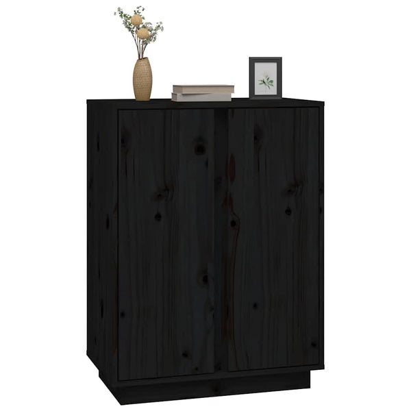 Schwarzes Kiefer Massivholz Sideboard 60 cm