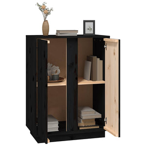 Schwarzes Kiefer Massivholz Sideboard 60 cm