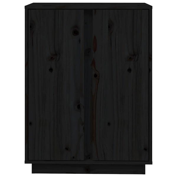 Schwarzes Kiefer Massivholz Sideboard 60 cm