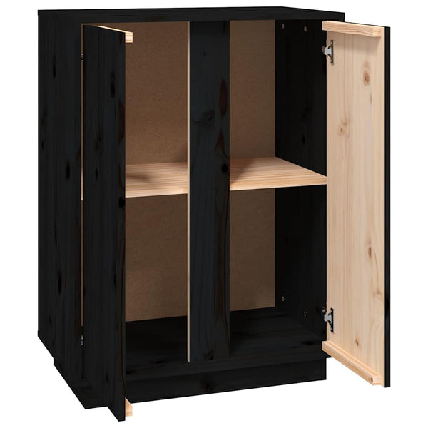 Schwarzes Kiefer Massivholz Sideboard 60 cm